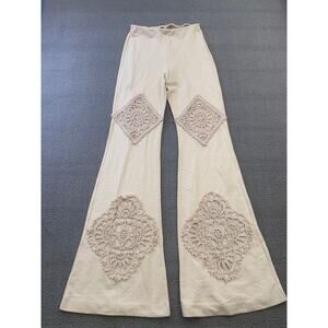 Acne Studios Women's‎ S Beige Flare Pants Crochet Patches Pants